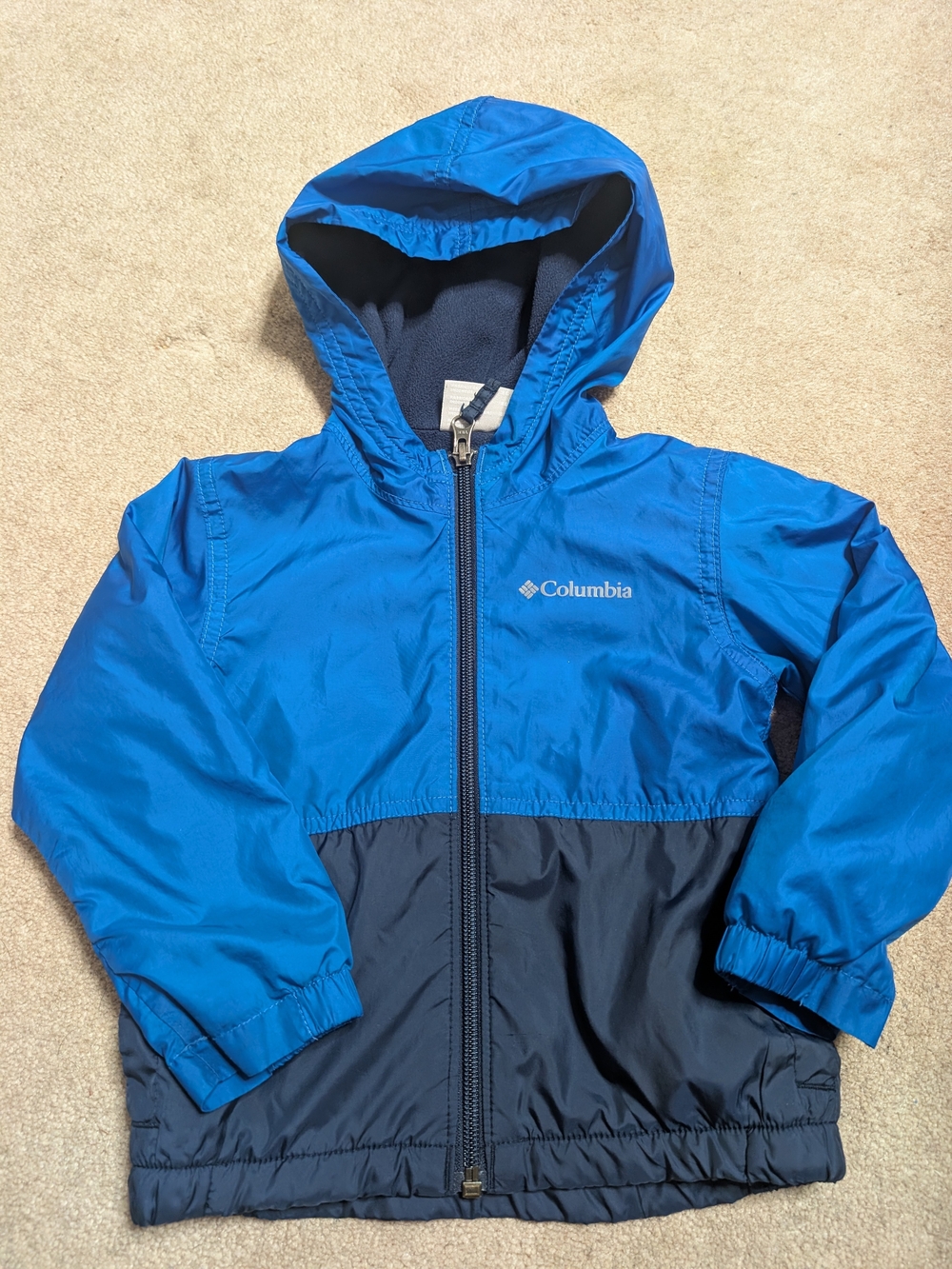 Columbia Kids Blue and Navy Hooded Rain Jacket